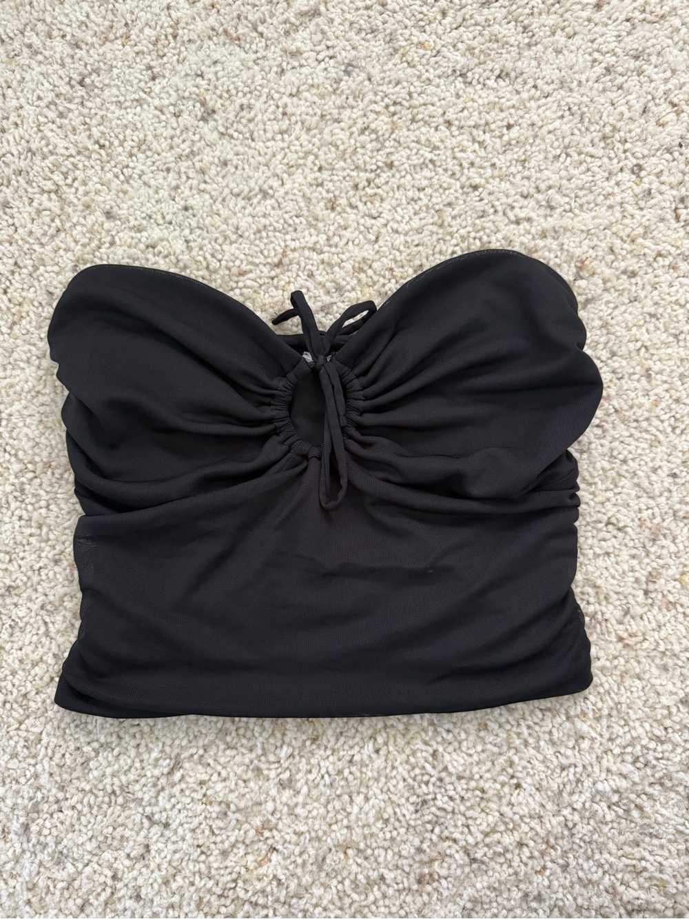 Garage Black Strapless Tie-Front Tube Top